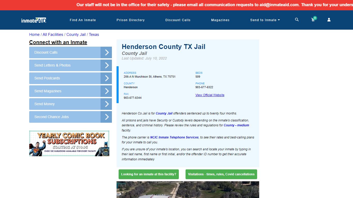 Henderson County TX Jail - Inmate Locator - Athens, TX