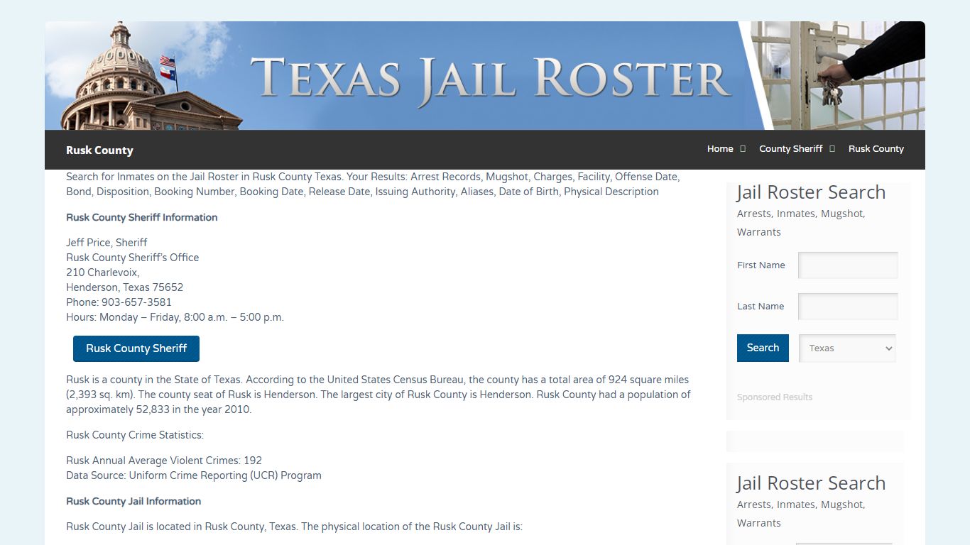 Rusk County | Jail Roster Search